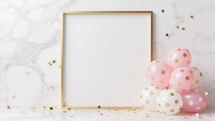 elegant pink and gold balloons mockup perfect for birthday, anniversary, or celebration announcement