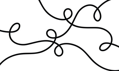 Poster - black curly line background design art.