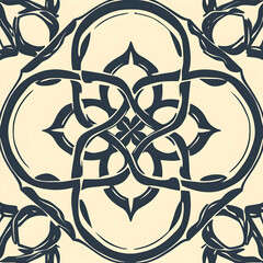 Wall Mural - Abstract floral pattern design, beige background, intricate knotwork, seamless texture, ideal for textile prints