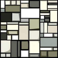 Wall Mural - Abstract geometric beige, gray, and white mosaic tile pattern; modern art background for design