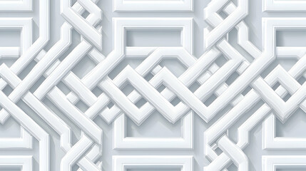 Wall Mural - Abstract white geometric pattern, interwoven shapes, modern design, background texture, ideal for website or print