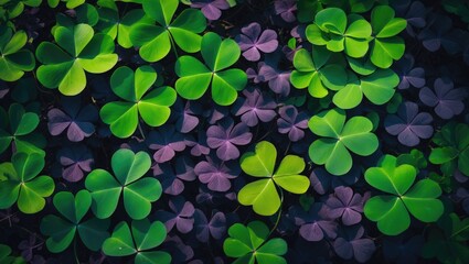 Poster - Lush green shamrock leaves amidst garden plants