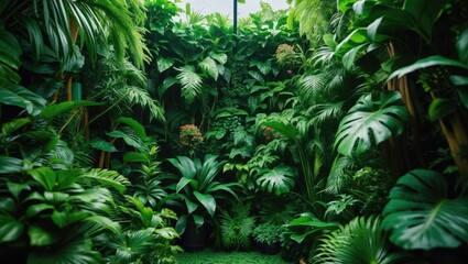 Poster - Tropical ornamental plants for vibrant green backdrops. Decoration for home interiors and exteriors.