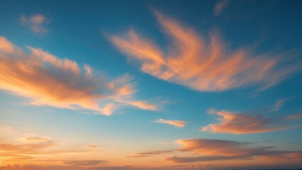 Wall Mural - beautiful sky view with luxurious gradient of orange and gold clouds and sunlight, ideal for a peace