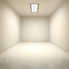 Wall Mural - empty beige room, single light, clean floor, minimalist interior, background for presentations