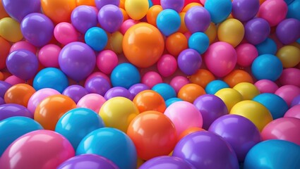 Poster - The wall was embellished with a multitude of colorful festive balloons