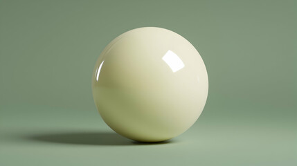 Wall Mural - creamy white sphere on sage green background, studio shot, perfect for design elements or game illus
