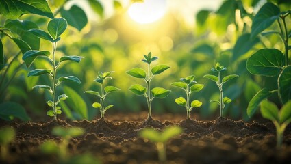 Poster - Soybean Development on Farm Surrounded by Green Leaf Background