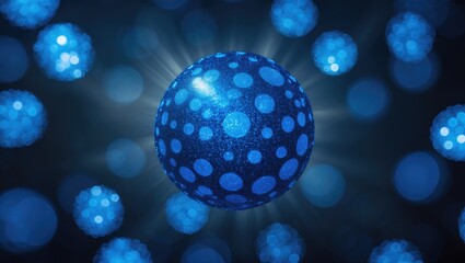 Wall Mural - Bright blue abstract background with sparkling circles in bokeh effect.