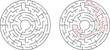 © Sukumar - Circular labyrinth or maze vector illustration with and without solution route guidance