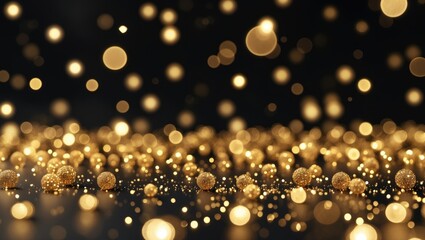 Wall Mural - Shimmering gold stars of bokeh for background use