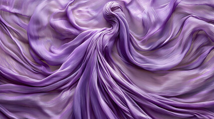 Wall Mural - Purple silk fabric swirls, draped texture, studio shot, abstract background, textile design