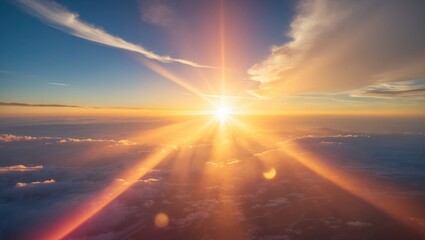 earth's sunrise featuring rays and lens flare