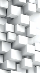 Wall Mural - White cube abstract background, 3D rendered, modern design, website banner