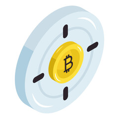 Wall Mural - Editable design icon of bitcoin target 