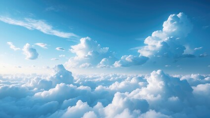 Wall Mural - Beautiful abstract scene of a sunny sky with cumulus clouds in a scenic setting