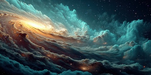 Wall Mural - vibrant galaxy with swirling clouds and bright center captured in space