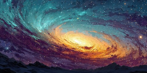 Wall Mural - cosmic swirl of colors in a night sky filled with stars and a beautiful galaxy