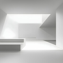 Wall Mural - minimalist white room interior design, sunlight through window, modern architecture, ideal for backg