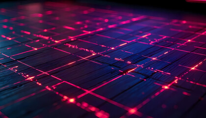 Wall Mural - An abstract composition showcasing glowing lines across a blue surface, with a futuristic theme.