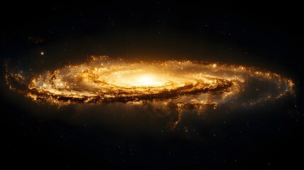 Poster - A stunning spiral galaxy with glowing core and swirling arms rich in stars and nebulae. Golden hues evoke older stars and dust. Perfect for space and astronomy. Astronomy and Galaxy backgrounds