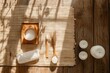 © Dusan - Relaxing spa setting featuring wooden spoons, candles, and bath salt on a mat