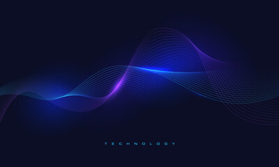 Wall Mural - abstract blue violet technology futuristic line wave curve motion design modern creative background 