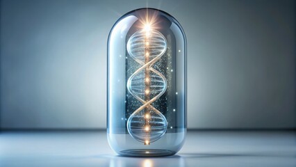 Poster - Glowing Strand Inside a Glass Capsule with Radiant Light Effects