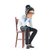 © toonbundles - 3d cartoon female doctor sitting on chair and sulking