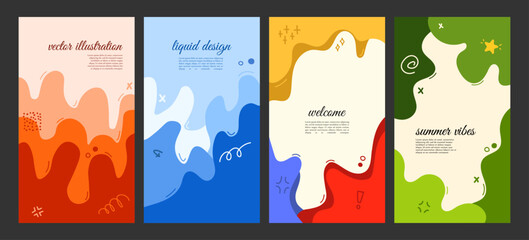 Wall Mural - vector illustration. colorful childish background. hand drawn wavy shapes, scribbles and lines. desi
