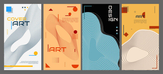 Wall Mural - vector illustration. linear pattern with memphis geometric elements. design elements for social medi