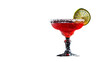 © Lilimanatasa - Red margarita cocktail with lime and sugar on a black background, with space for text, suitable for a banner design, cut out