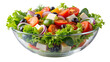 © Anelya - Freshly tossed salad bursting with vibrant colors and textures in a clear glass bowl, perfect for any healthy meal or gathering celebrated in sunny afternoon light Generative AI