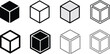 © GraphicsHub - Cube 3d box icon. Three-dimensional cube shape in flat. Linear and dotted style cube shape. Cube icon vector illustration