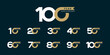 © fajarcome - Set of vector logo designs for 10th to 100th anniversary with ribbon, in gold color for celebrations, weddings and birthdays