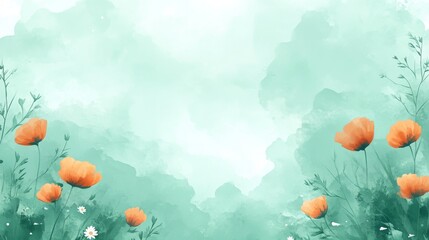 the seasons of spring and summer are depicted in a manually illustrated watercolor picture of flower