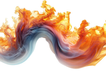 Poster - Abstract fluid swirl with vibrant orange, blue, and gray hues on a transparent background ideal for graphic design and creative projects