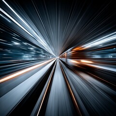 Poster - Speed of Light: An Abstract View of Motion Through Space and Time with Motion Blur on Rails and Reflections.