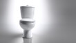© Nick Freund - Weiße Toilette vor grauer Wand im minimalistischen Badezimmerdesign