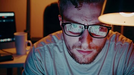 Programmer coding late under pressure
