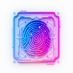 Wall Mural - abstract digital fingerprint with neon colors and circuit patterns