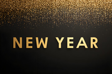 Wall Mural - NEW year text on the back background with golden text and glitters. 