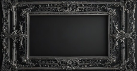 Wall Mural - Elegant silver & black vintage frames, intricate patterns ,  photo frame,  pattern,  vintage