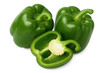 © Midea  - green peppers, varying in size, stacked vertically, isolated on transparent background.