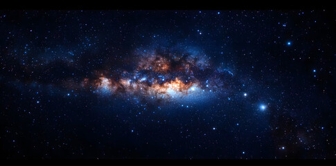Wall Mural - starry night sky with sparkling stars on dark black background , celestial beauty, galaxy