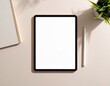 © Ankur - orkspace flat lay with tablet, stylus, notebook
