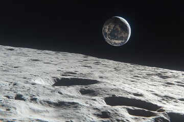 Wall Mural - Earth seen from Moon's surface