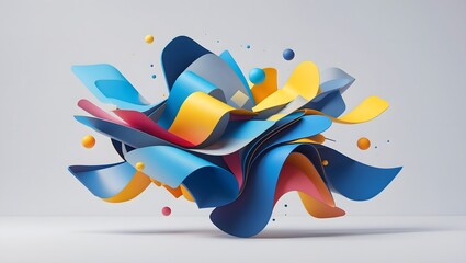 Aufkleber - A vibrant 3D abstract shape, a dynamic composition of flowing, colorful elements that dance and interact. Its intricate structure, smooth forms.