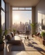 © Sucha - Sun-drenched modern living room, city view balcony,  residence,  glass,  premium