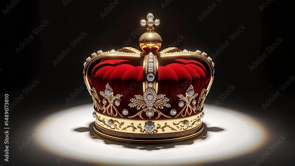 Majestic Gold and Red Royal Crown with Jewels Symbol of Royalty and ...